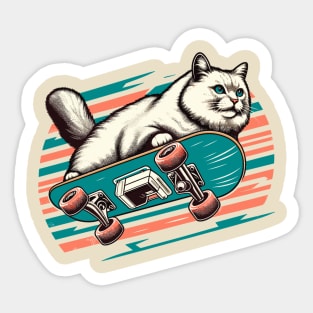 Cat Skateboard | Fluffy Cat in Air Sticker